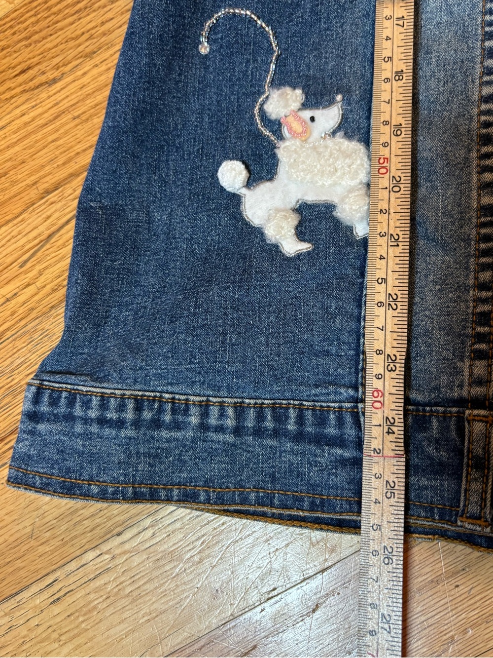 Quacker Factory XL Denim Poodle and Rhinestone Jean Jacket - Picture 11 of 13